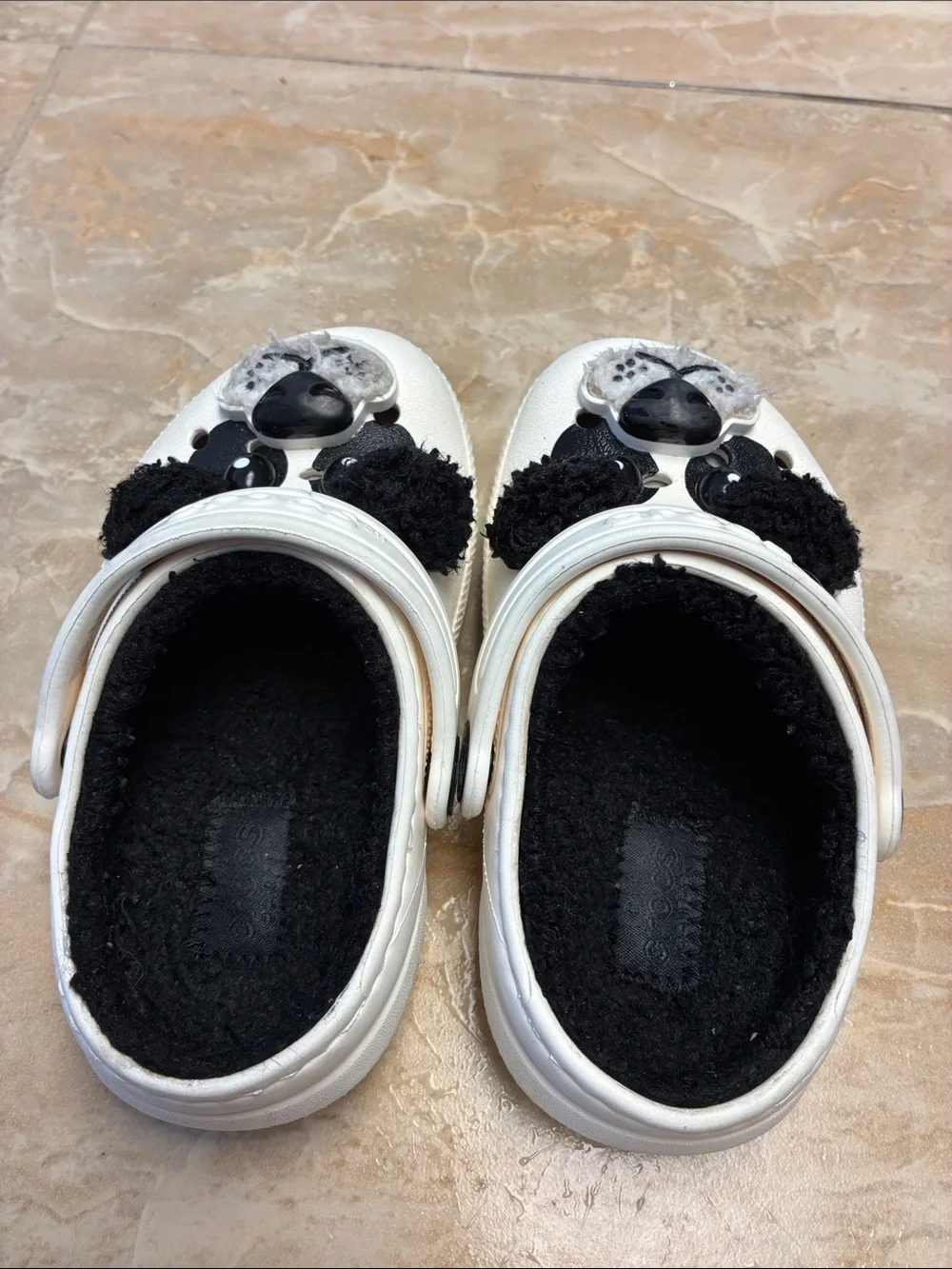 Toddler size 7 CROCS Clogs White Panda Shoes
